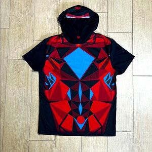 Bioworld POWER RANGERS Red/Black/Blue T Shirt Hoodie with Eye Mask